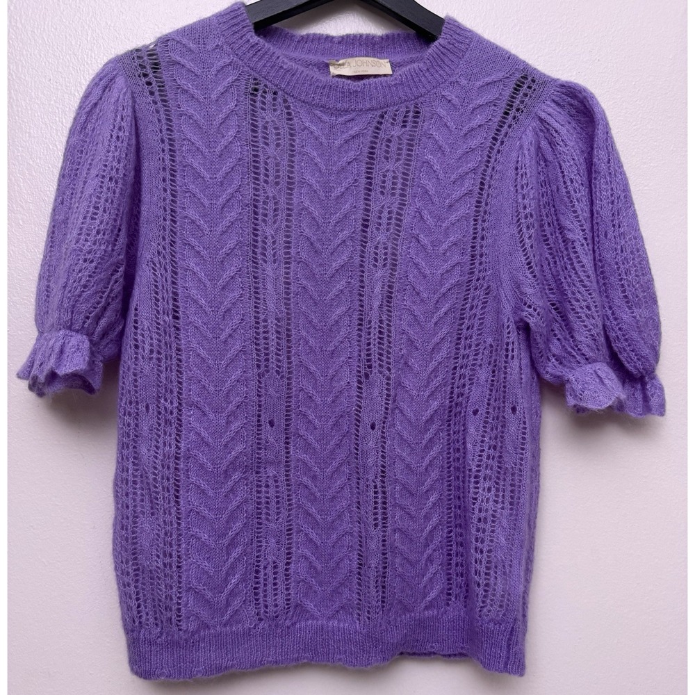 ULLA JOHNSON Mavis Alpaca‎ Blend Short Puff Sleeves Sweater Top Size P/S